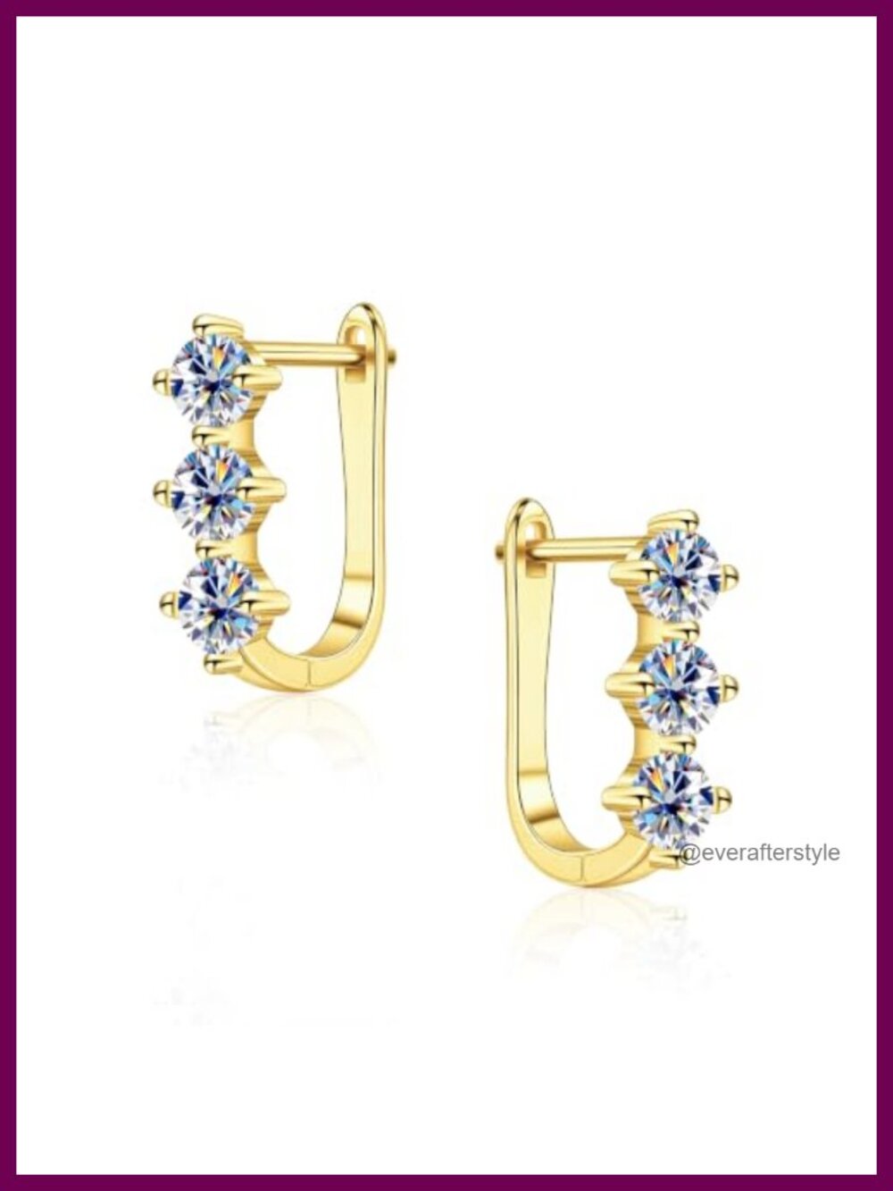 Gold Moissanite Small Huggie Hoop Earrings for Women